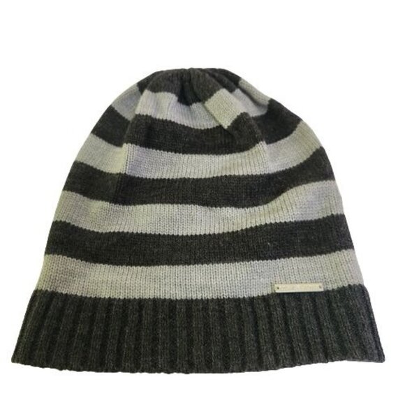 MICHAEL Michael Kors Accessories - Michael Michael Kors Two Tone Gray Striped Beanie Unisex One Size